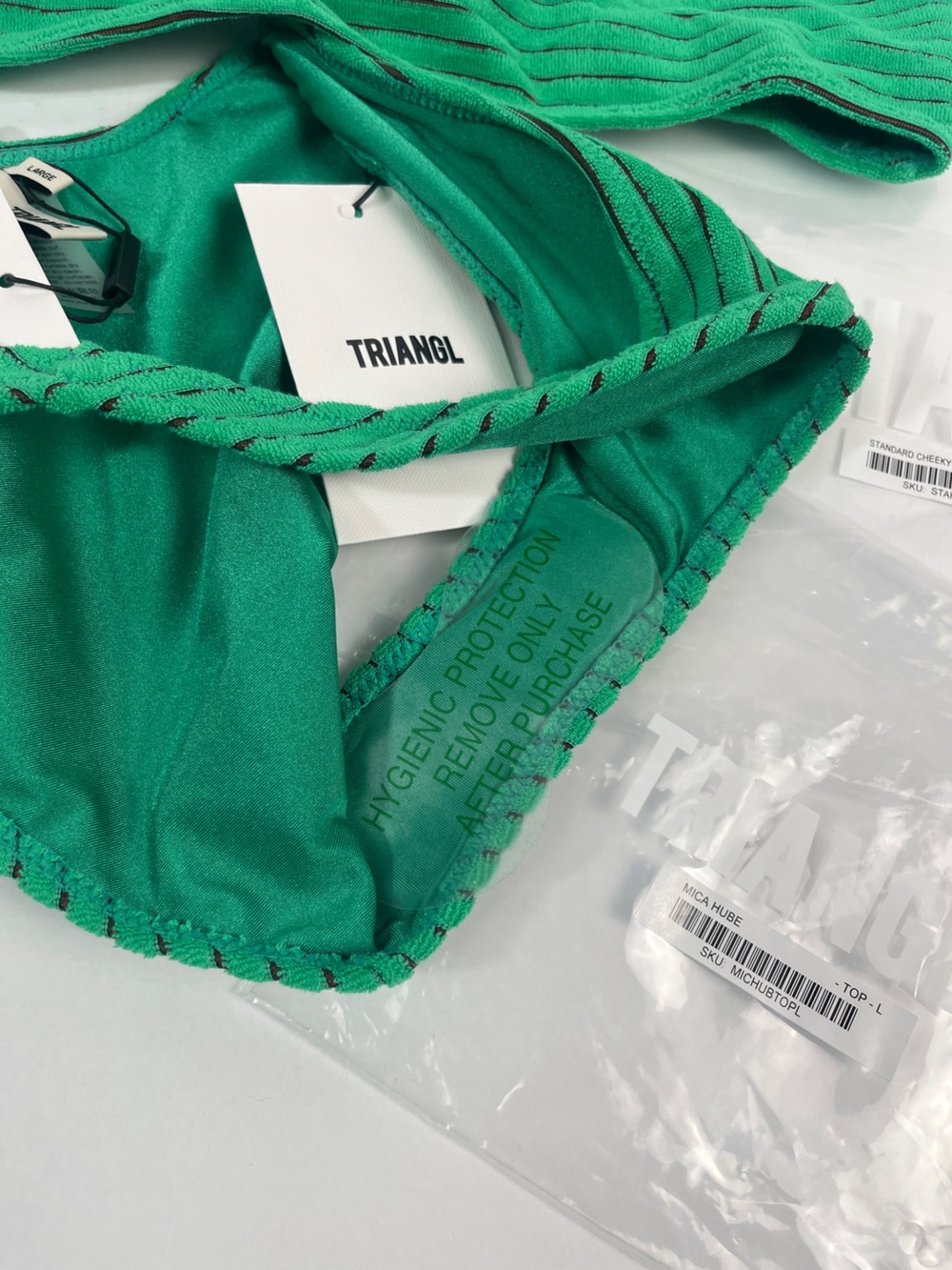 TRIANGL MICA - HUBE GREEN TERRY TOWELLING CROP BIKINI SET - Picture 4 of 16